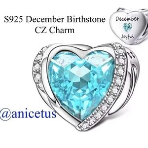 NWOT S925 Sterling Silver December Birthstone CZ Charm